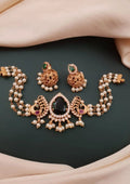 Kundan and beads 18k gold platted necklace choker with earrings