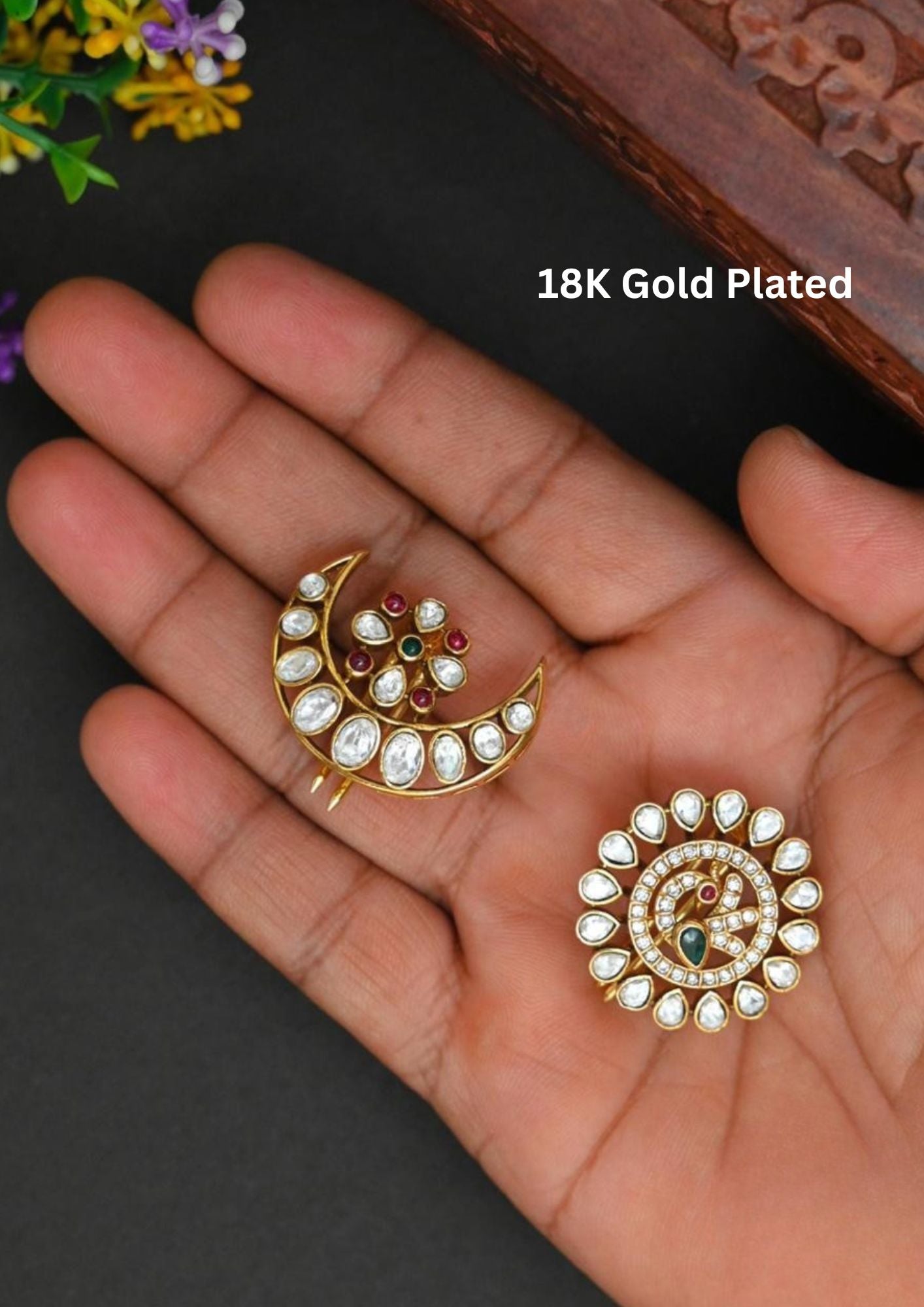 Mossionte stone Sun and moon Hair accessories