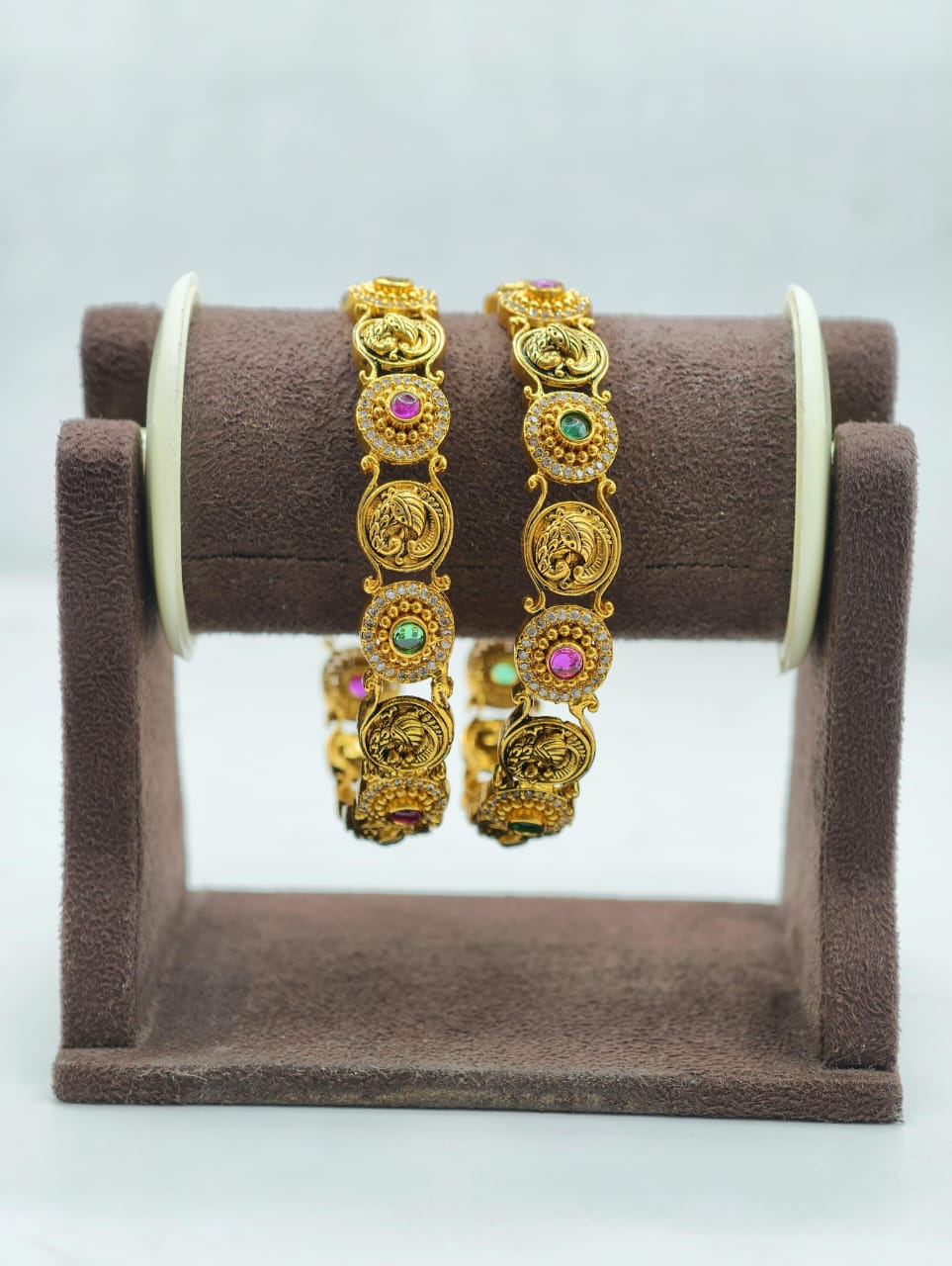 Kundan stone 18k gold plated temple jewellery bangles
