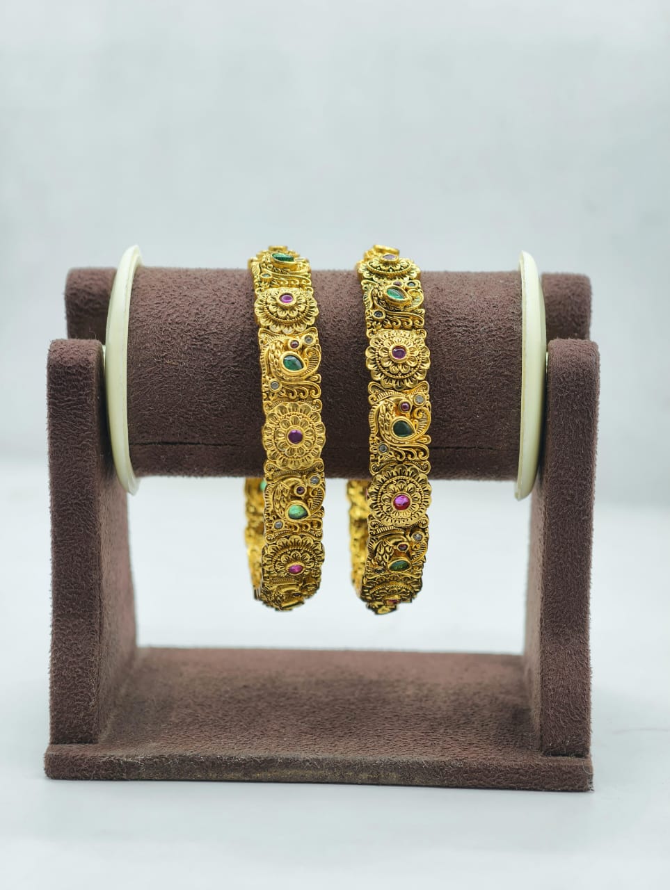 Kundan stone 18k gold plated temple jewellery bangles