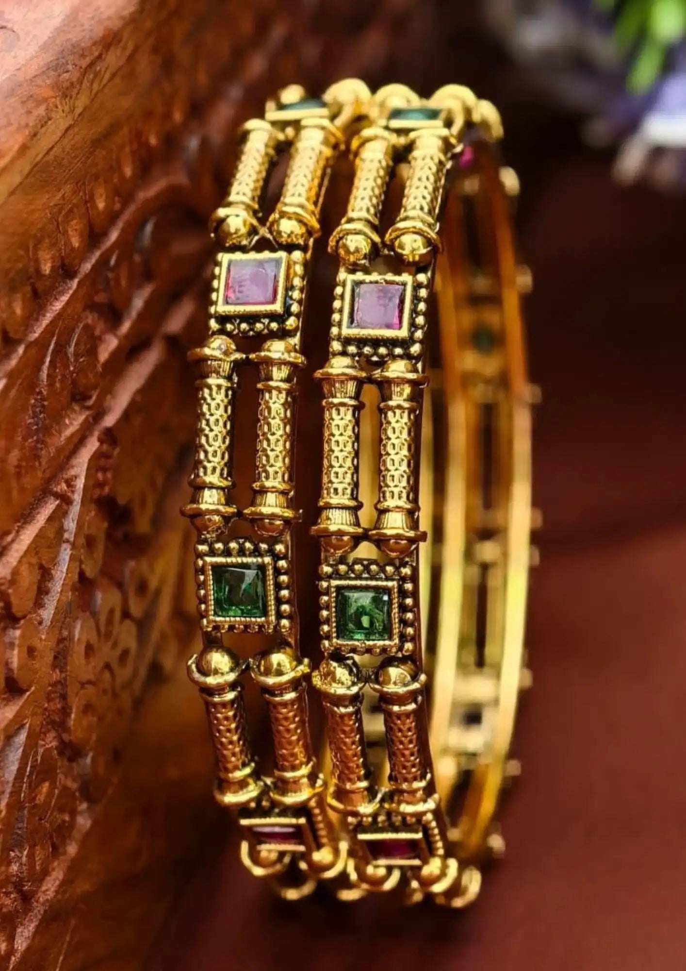 Kundan stone gold plated bangles