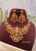 Kundan temple jewelry gold plated necklace with earrings