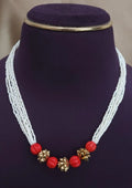 Kundan and coral pumpkin beads necklace