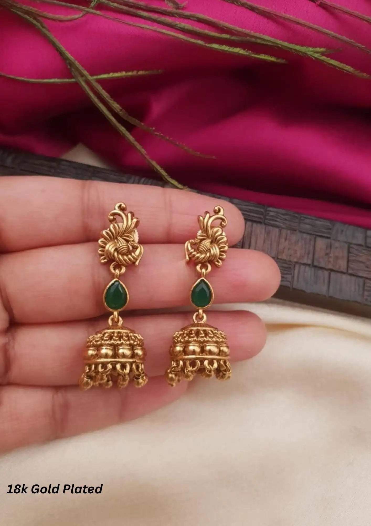 Kundan stone 18 k gold plated earrings