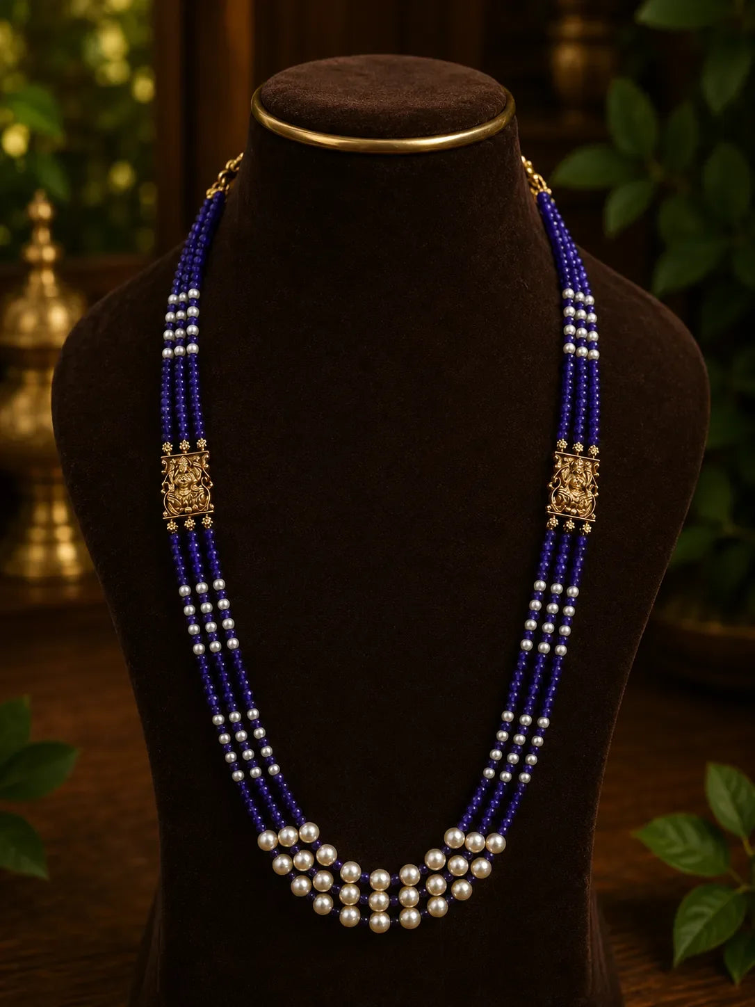 Pearls and beads 18k gold plated temple jewellery haram