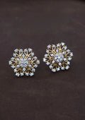 Pure Zirconian Diamond Gold Plated Floral Studs
