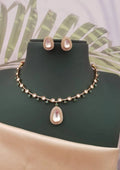 Kundan and moissanite stone necklace with earrings