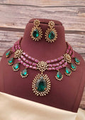 American diamond stones bridal necklace with earrings