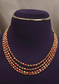Coral beads 18k gold plated 3 layer necklace