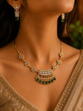 American diamond 18k gold plated necklace with earrings