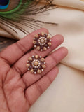 Kundan stone floral earrings