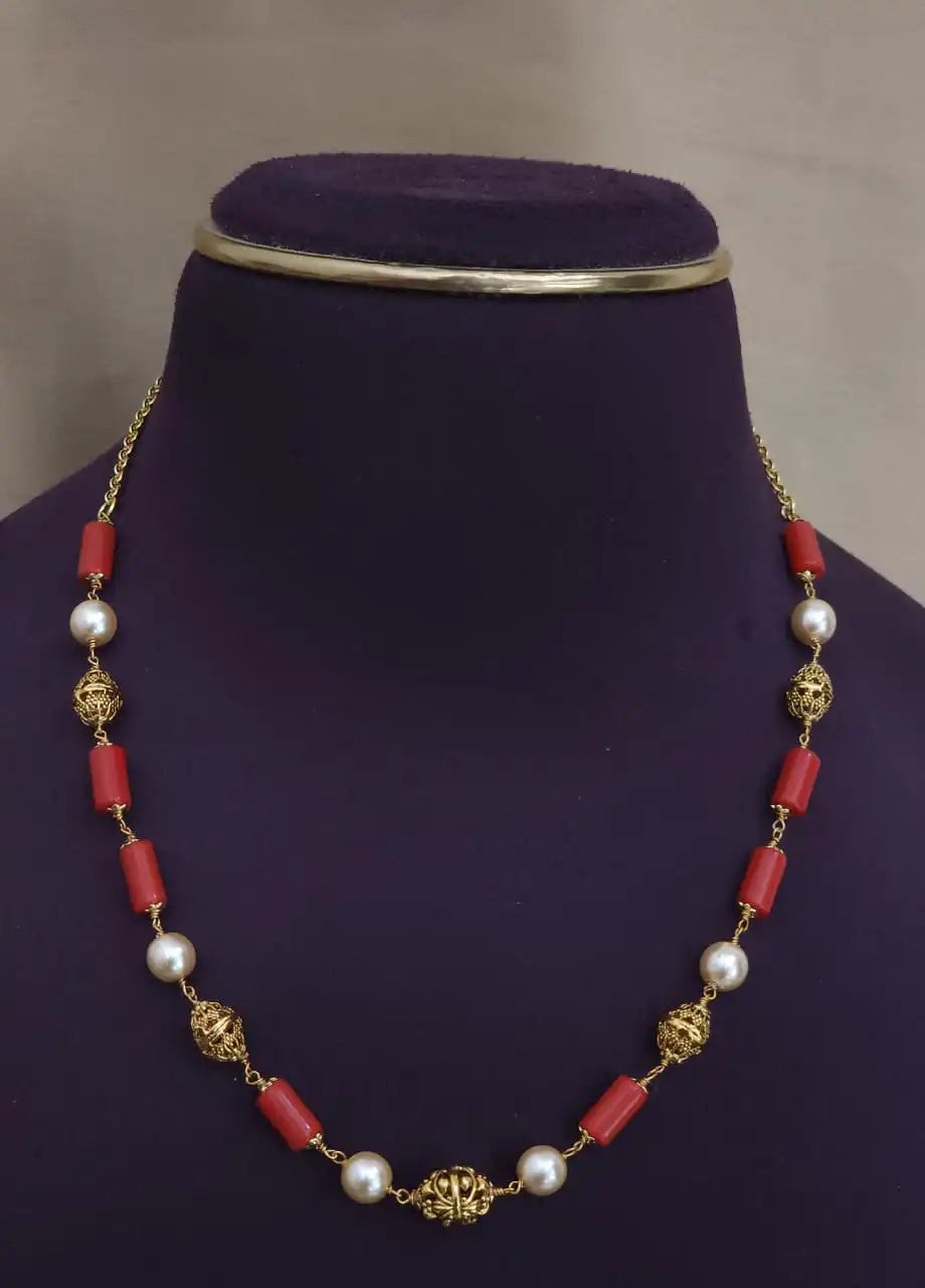 Premium real beads and kundan single layer mala