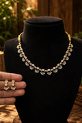American diamond gold plated light jewellery necklace with earrings