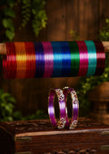 American diamond finish changeable bangles pack of 12 colors