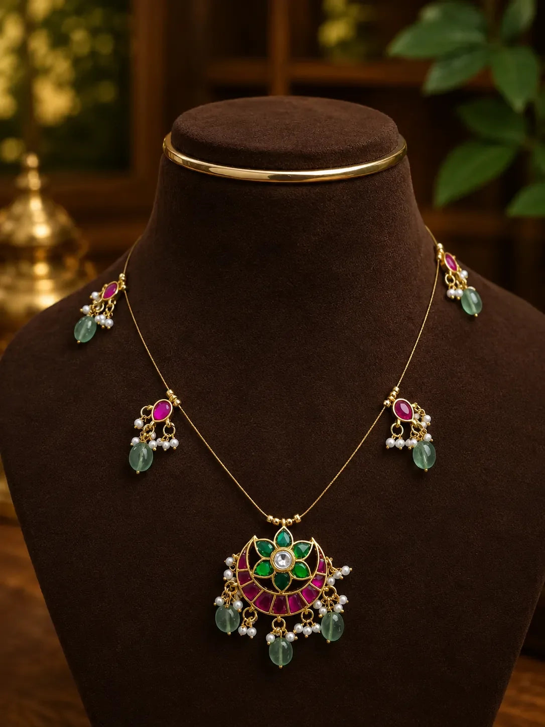 Jadau kundan invisible necklace