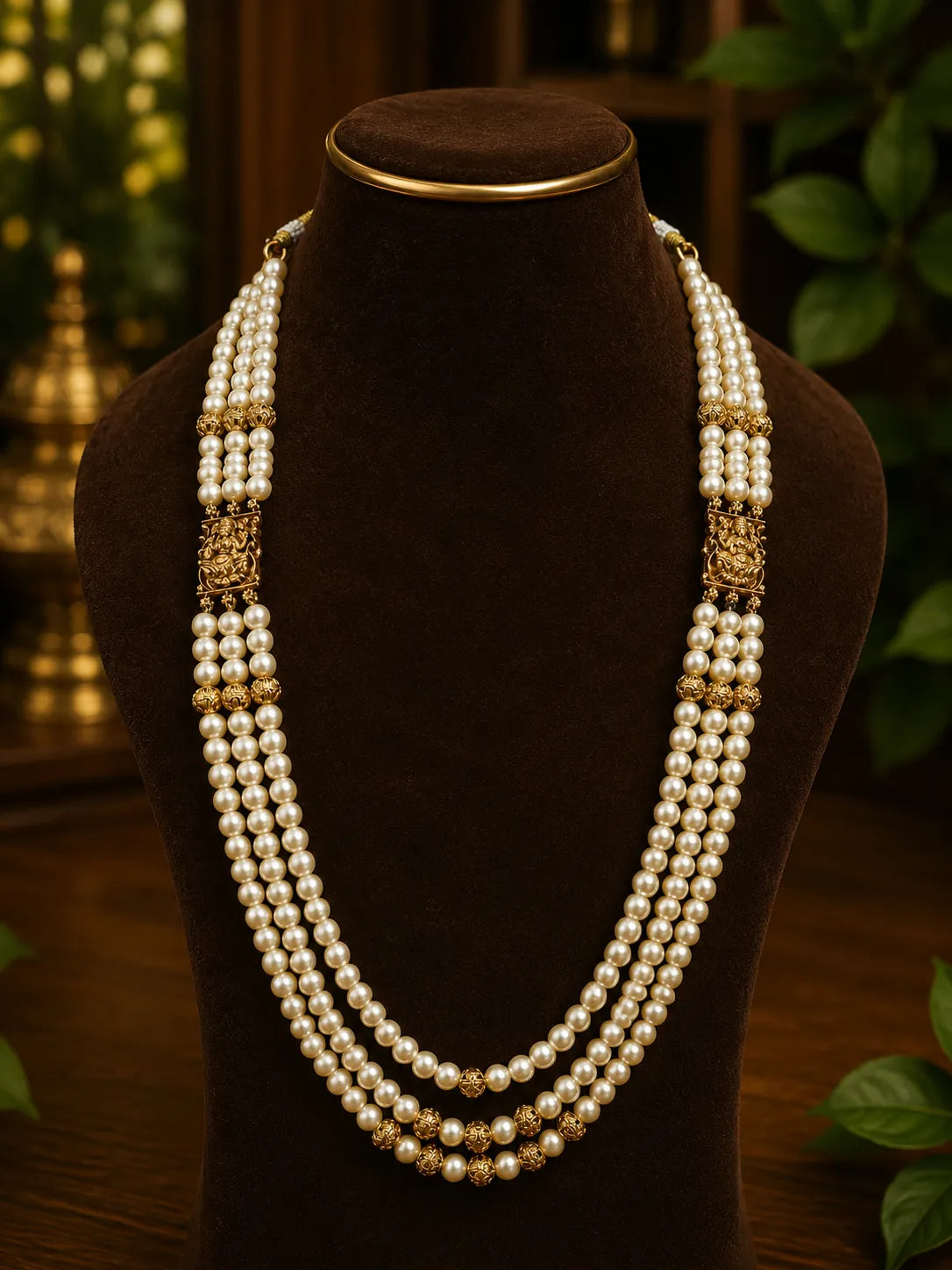 Pearls  18k gold plated temple jewellery haram