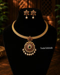 Kundan stone gold plated necklace with earrings