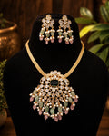 Kundan beads gold plated necklace with earrings