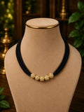 Kundan stones 18k gold plated temple jewellery black beads mangalsutra